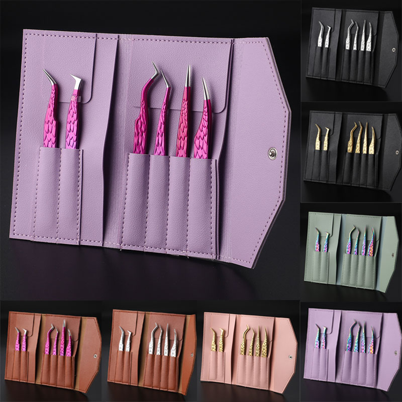 Planted Clip Tweezers - 6PCS False Eyelash Tweezers Set For