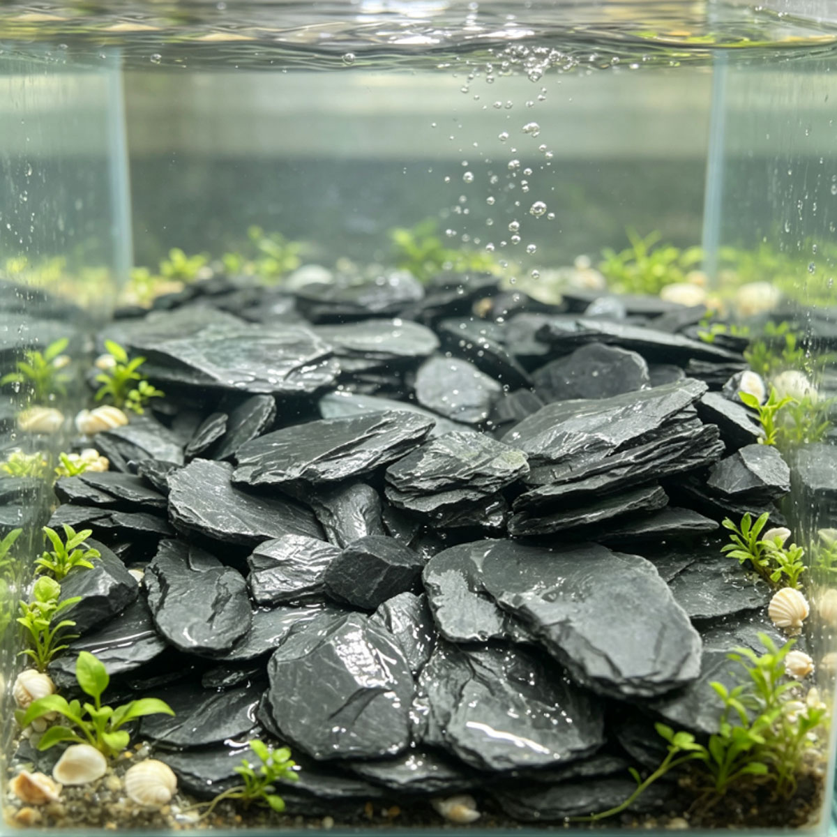 800g 5-10cm Black Slate Stone  - Aquasoil Substrate recension och pris