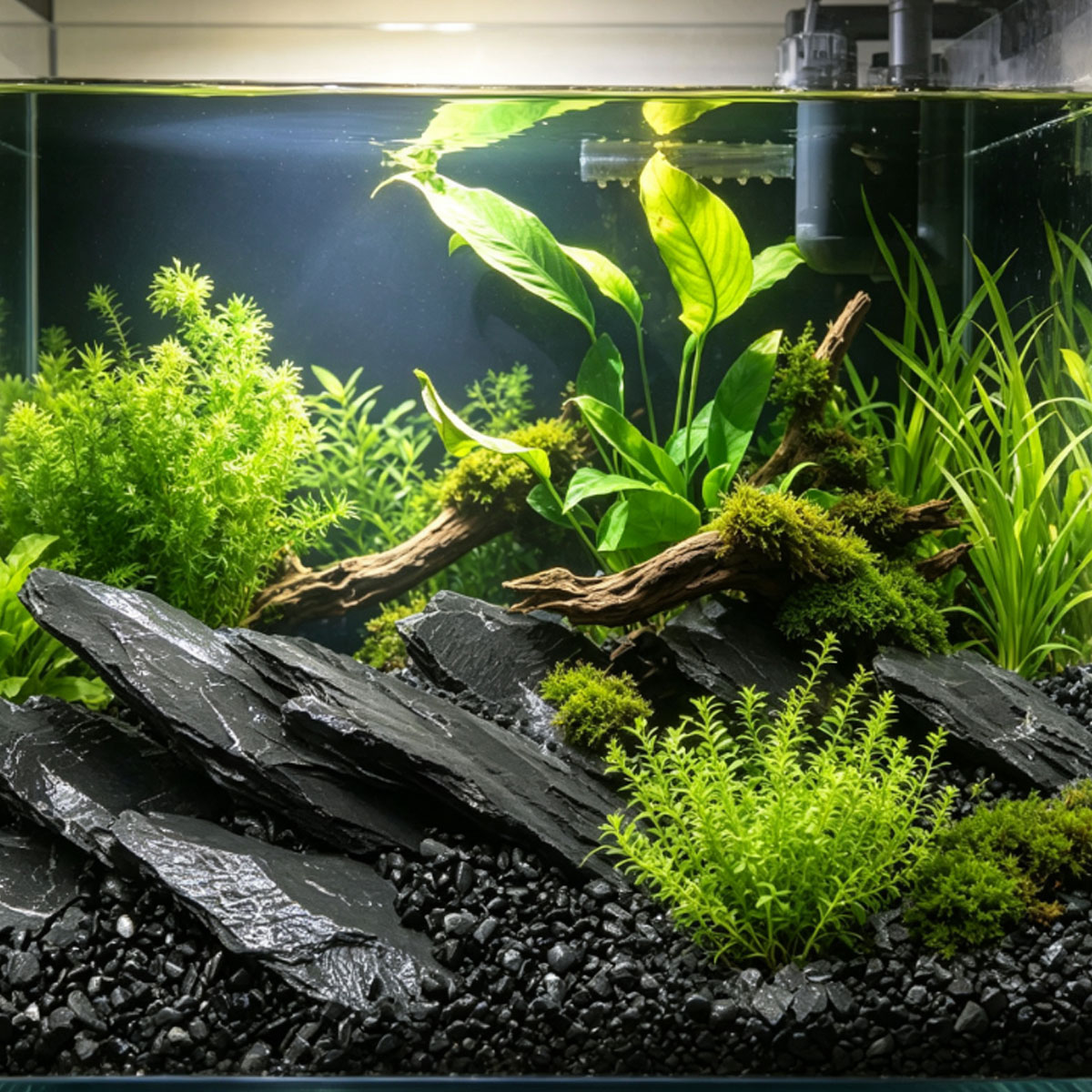 800g 5-10cm Black Slate Stone  - Aquasoil Substrate recension och pris